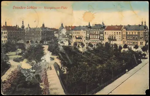 Ansichtskarte Löbtau-Dresden Kronprinzenplatz 1916