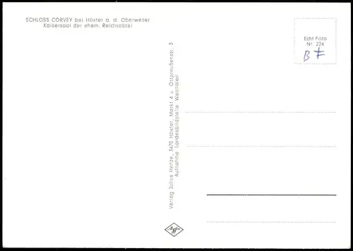 Höxter (Weser) Schloß Kloster Corvey Kaisersaal der ehem. Reichsabtei 1960