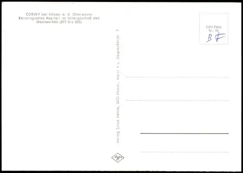 Höxter (Weser) Kloster Corvey Karolingisches Untergeschoß des Westwerkes 1960