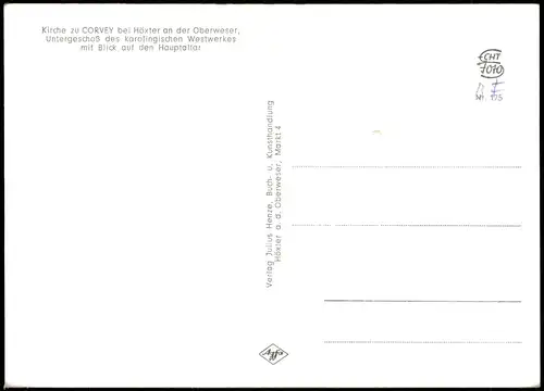 Höxter Weser Kirche zu CORVEY  Untergeschoß des karolingischen Westwerkes 1960