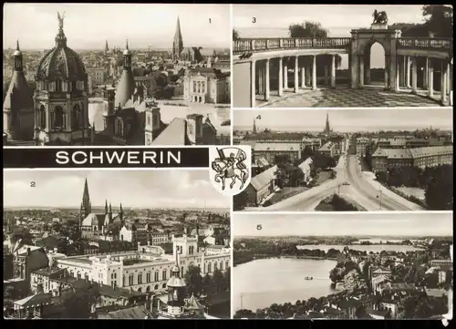 Ansichtskarte Schwerin Blick vom Schloßturm, Dom, Hochhaus 1982