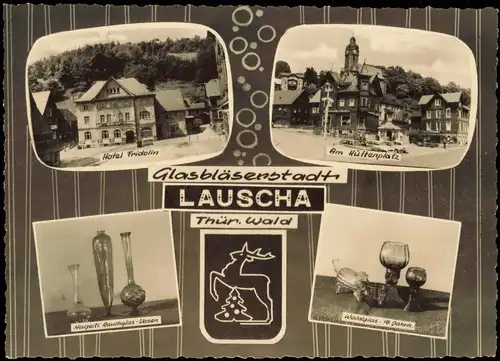 Ansichtskarte Lauscha DDR Mehrbildkarte der Glasbläserstadt 1964