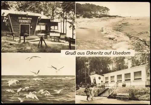 Ückeritz Usedom DDR Mehrbildkarte  Fischerhütte Strandklause Strand Ostsee 1974