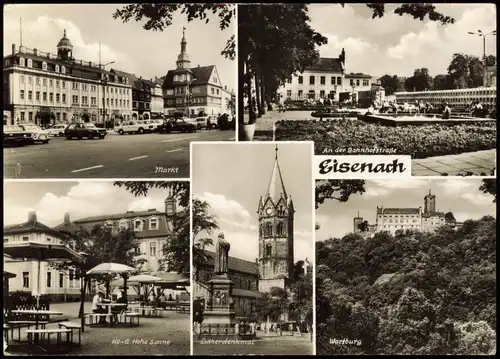 Eisenach DDR Mehrbild-AK Stadtteilansichten mit Markt, Wartburg uvm. 1979/1978