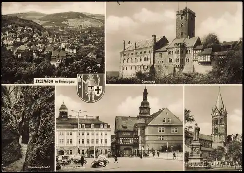 Eisenach DDR Mehrbildkarte mit Wartburg und Stadt-Ansichten 1974