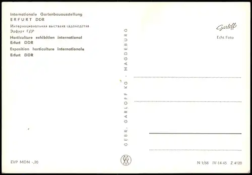 Erfurt DDR AK Internationale Gartenbauausstellung exhibition international 1966