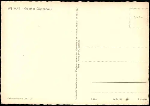 Ansichtskarte Weimar Goethes Gartenhaus zur DDR-Zeit 1958