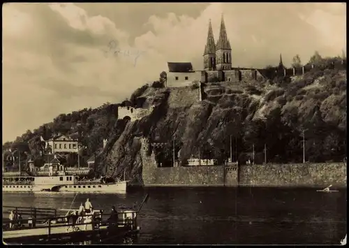 Postcard Prag Praha Panorama-Ansicht PRAHA VYŠEHRAD, Fluss Schiff 1958