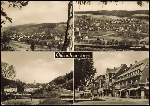 Ansichtskarte Olbernhau DDR Mehrbildkarte mit 4 Stadtteilansichten 1971