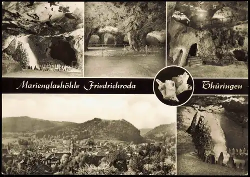 Friedrichroda Marienglashöhle DDR Mehrbildkarte Höhlen-Ansichten 1971