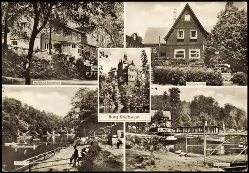 Kriebstein DDR Mehrbild-AK Waldhaus Lauenhain, HOG, Burg Kriebstein uvm. 1971