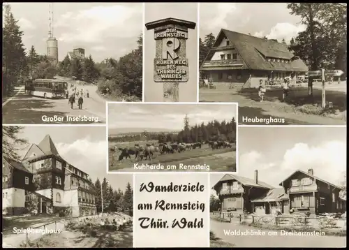 .Thüringen DDR Mehrbildkarte Wanderziele am Rennsteig Thüringer Wald 1983