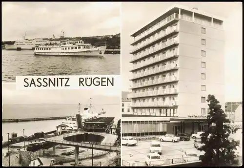 Sassnitz DDR Mehrbildkarte mit Fährbahnhof Rügen-Hotel 1983/1982