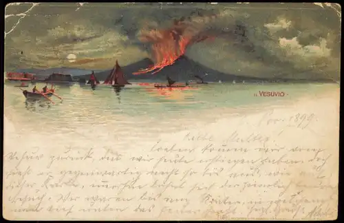 Cartoline Neapel Napoli Ausbruch des Vesuv - Vesuvio 1899