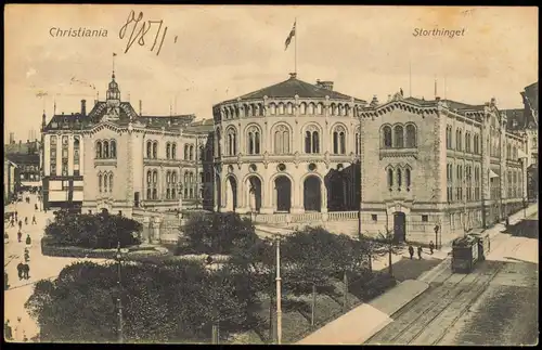 Postcard Oslo Kristiania Christiania Storthinget 1912
