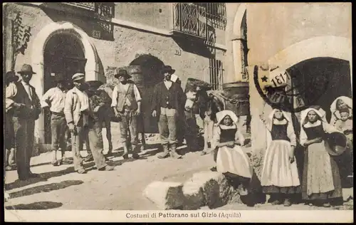 Cartoline Pettorano sul Gizio Aquila Costumi, Straßenszene 1914
