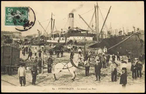 CPA Dünkirchen Dunkerque Hafen - Le travail au Port 1910