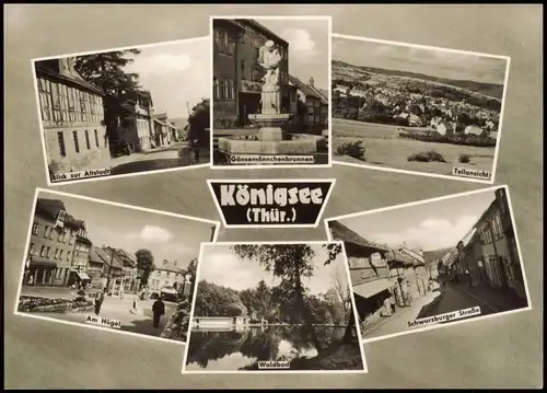 Königsee DDR Mehrbild-AK mit Waldbad, Am Hügel, Altstadt uvm. 1966