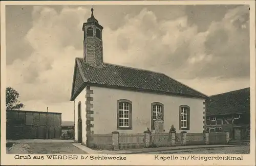 Ansichtskarte Schlewecke-Bokenem (Harz) Kapelle Kriegerdenkmal 1930