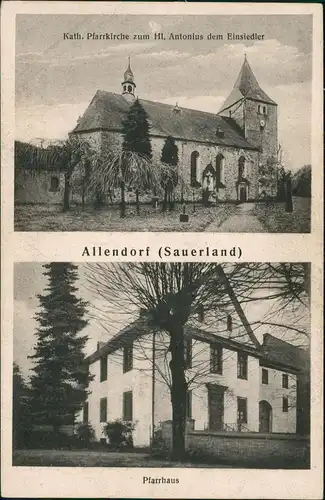 Ansichtskarte Allendorf 2 Bild Pfarrhaus, Kirche 1949