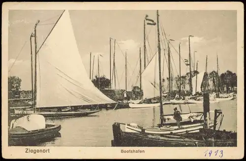 Postcard Ziegenort Trzebież Bootshafen Pommern 1913
