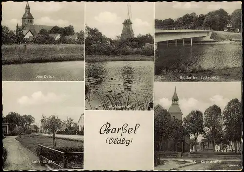 Ansichtskarte Barßel (LK Cloppenburg) Loher Straße, Windmühle uvm 1957