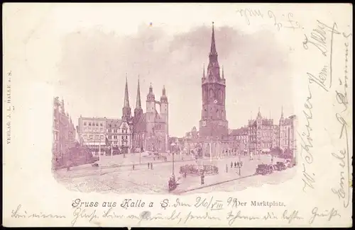 Ansichtskarte Halle (Saale) Marktplatz 1899