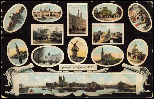 Postkaart Amsterdam Amsterdam Stadtteilansichten - Mühle, Straßen 1909