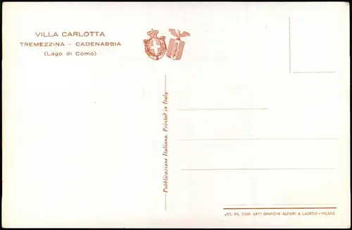 Cartoline Como VILLA CARLOTTA TREMEZZINA CADENABBIA (Lago di Como) 1915