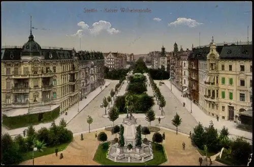 Postcard Stettin Szczecin Kaiser Wilhelmplatz 1916