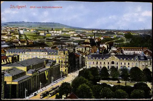Ansichtskarte Stuttgart Blick vom Stiftskirchenturm 1914