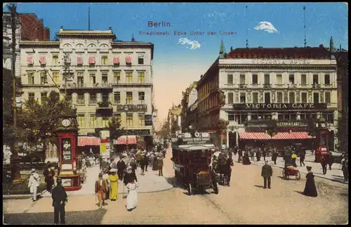 Mitte-Berlin Reges Treiben Friedrichstrasse Ecke Unter den Linden 1910