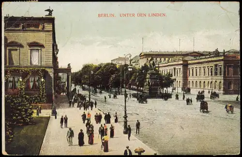 Ansichtskarte Mitte-Berlin Unter den Linden Strassen Ansicht 1908
