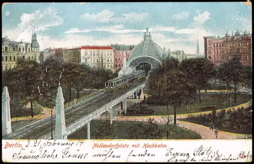 Ansichtskarte Schöneberg-Berlin Nollendorfplatz mit Hochbahn 1904