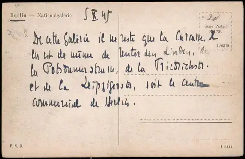 Ansichtskarte Berlin Nationalgalerie (Gebäude-Ansicht) 1945/1930