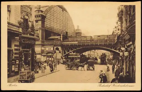 Ansichtskarte Mitte-Berlin Bahnhof Friedrichstraße Straßen Partie 1907