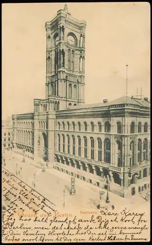 Ansichtskarte Mitte Berlin Rotes Rathaus   1903   gel VIBORG (Ankunftsstempel)