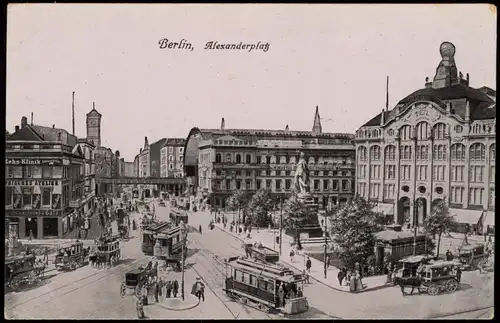 Mitte-Berlin Alexanderplatz, belebte Strassenszene mit Tram Straßenbahn 1910