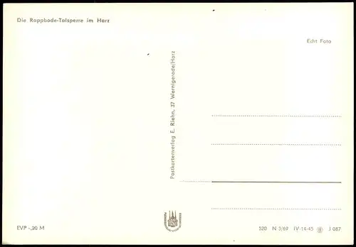 Oberharz am Brocken Die Rappbode-Talsperre im Harz zur DDR-Zeit 1969