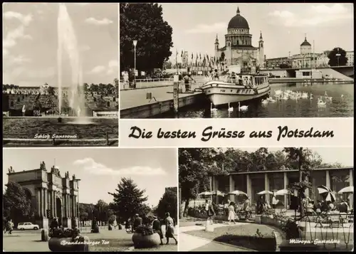 Potsdam DDR Mehrbild-AK mit Brandenburger Tor Schloß Sanssouci uvm. 1973
