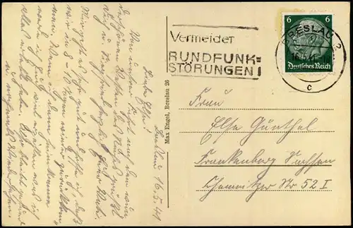 Postcard Breslau Wrocław Kaiserbrücke, Häuserzeile - Straßenbahn 1941