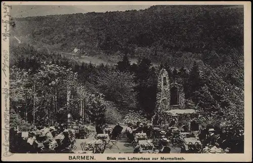 Ansichtskarte Barmen-Wuppertal Blick vom Luftkurhaus zur Murmelbach. 1921