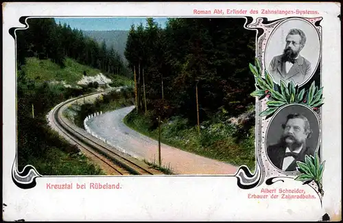 Ansichtskarte Rübeland Kreuztal Zahnradbahn, Erfinder u. Erbauer 3 Bild 1909