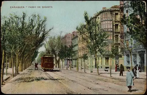 Postales Saragossa Zaragoza Paseo de Sagasta 1914