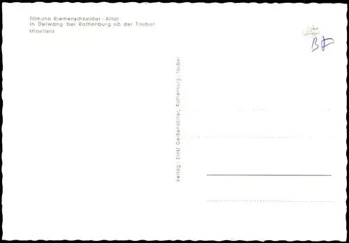 Detwang Rothenburg ob der Tauber Tilmann Riemenschneider Altar in Detwang  1960