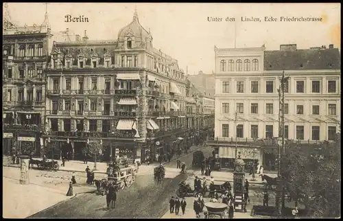 Ansichtskarte Mitte-Berlin Unter den Linden, Ecke Friedrichstrasse 1907