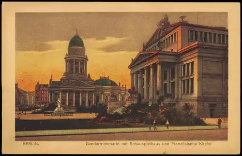 Berlin Gendarmenmarkt mit Schauspielhaus und Französische Kirche 1910