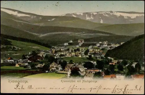 Postcard Krummhübel Karpacz Stadt mit Hochgebirge. 1910