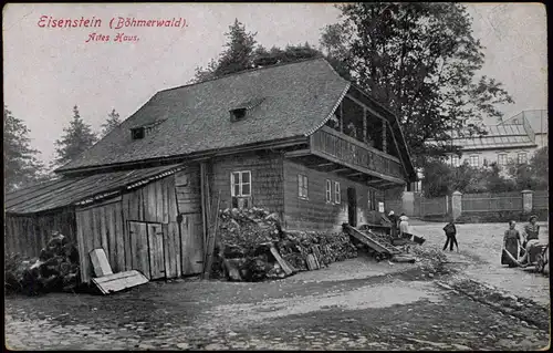 Postcard Markt Eisenstein Železná Ruda Altes Haus 1914