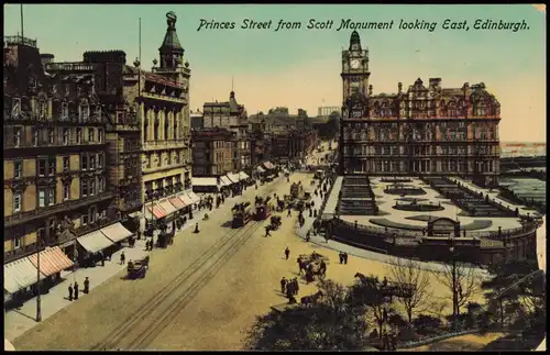 Edinburg Dùn Èideann Princes Street from Scott Monument looking East 1911